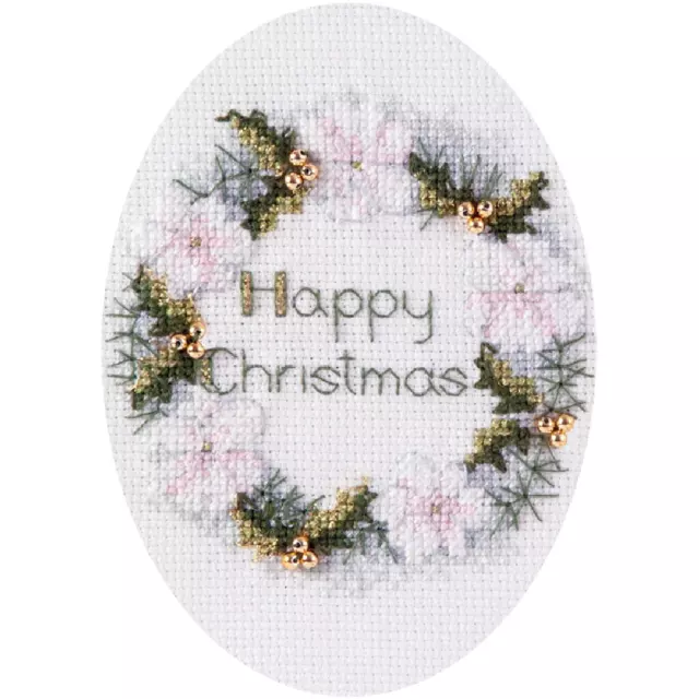 Bothy Threads Greating card counted cross stitch Kit "Golden Wreath", 9x13.3cm,