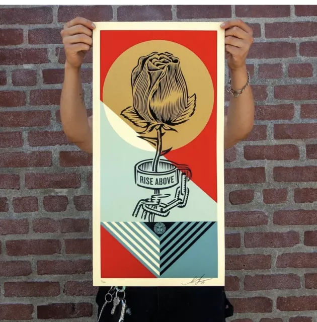 Obey Giant Rise Above Rose Geometric Screen Print (xxx/550) [In Hand] With Email
