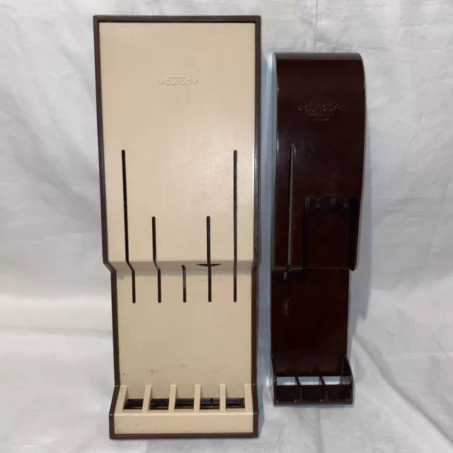 Juego de baquelita marrón Cutco - 3 ranuras y 6 ranuras soporte para cuchillos montaje en pared estante de almacenamiento