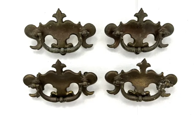 Vintage handles Drop Bail pulls backplate Antiqued Bronze LOT 4  screws 3528-2