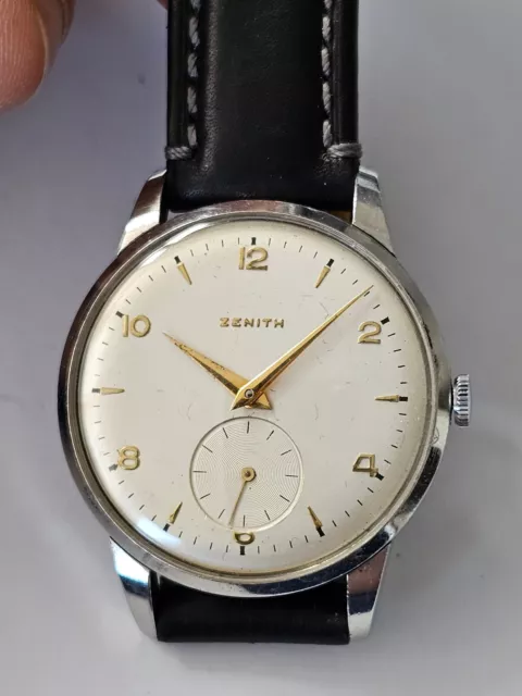 Zenith-Sporto-Anni 50-Manuale-Calibro 126-Tutto Acciaio-Firmato-Oversize-37 Mm 2