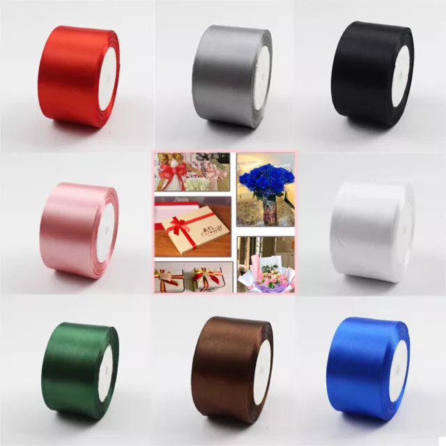 25 Yards Roll Satin Ribbon 50mm Widths Wedding Party Holiday Gift Wrap DIY Craft