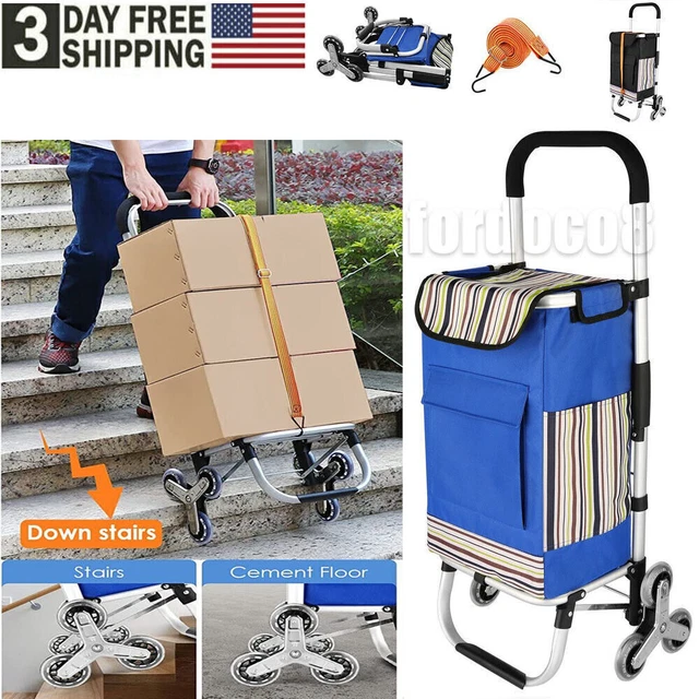 Multifunctional Folding Shopping Cart Grocery Trolley Stair Climb Utility Cart