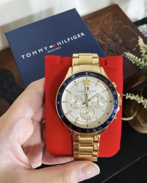 NEW GENUINE TOMMY Hilfiger 1791121 White & Gold Stainless Steel Mens Watch £84.49 - PicClick UK
