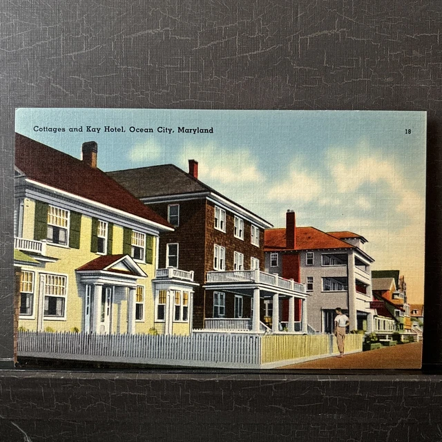 COTTAGES AND KAY Hotel Ocean City Maryland MD vintage Linen Postcard