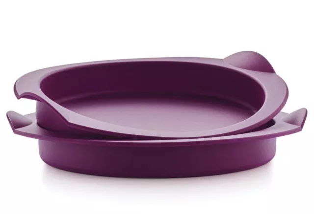 NEW Tupperware Silicone Small Round Cake Baking Form Set of 2 Radish Purple Pink