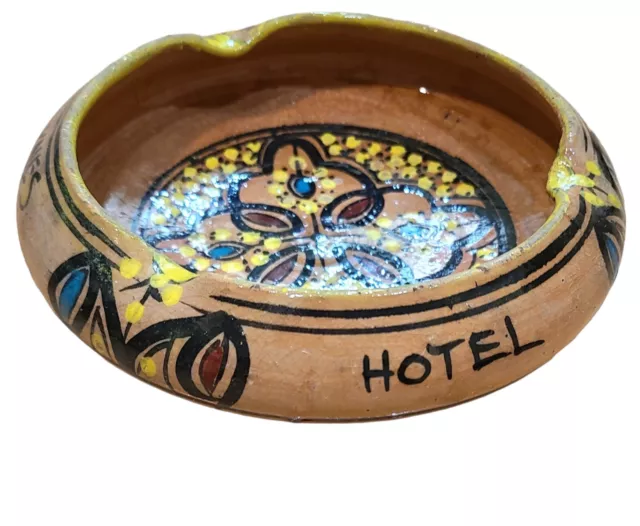 Vintage Handmade Pottery Morocco Transat Meknes Hotel  Pottery Ashtray Safi