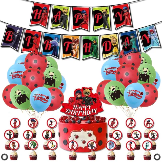Miraculous Ladybug & Cat Noir set festa compleanno bambini decorazione palloncino striscione