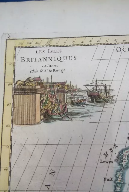 Alt-, Grenz u. -Flächenkolorierte Kupferstichkarte Les Isles Britanniques, 1767 3