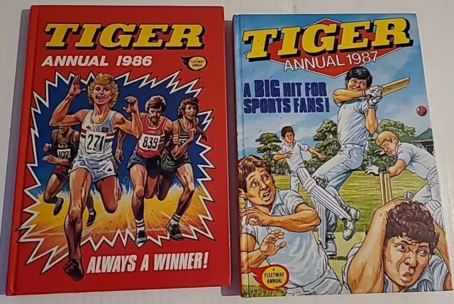 Tiger Annuals 1986 & 1987 - Boys Vintage Hardback Comic Books