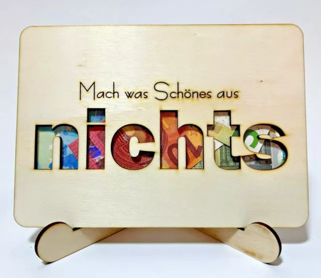 Nichts Geschenkkarte Holz Geldgeschenk A5-Format 15x21 cm NUR FRONT