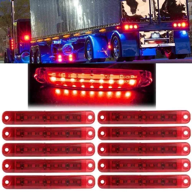 10pc Rot 9 LED Begrenzungsleuchte Seitenmarkierungsleuchten Für LKW Anhänger 12V