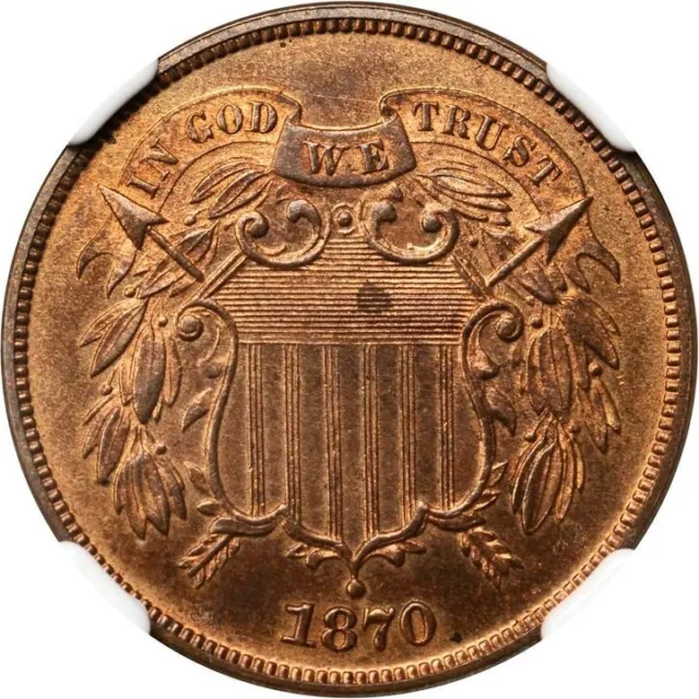 1870 NGC PR64RB $1,075 NGC Price Guide! PROOF Two Cents Better Date 2C Piece