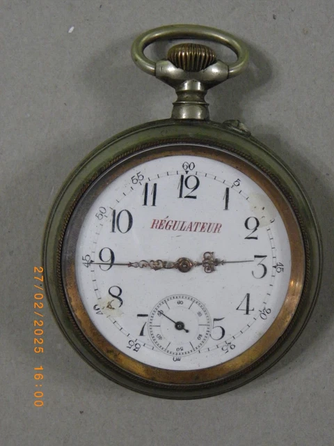 Montre à Gousset RÉGULATEUR Argent Massif - Suisse Circa 1900, Mécanique, Fonctionne