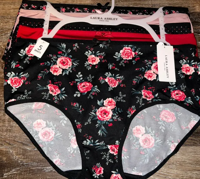 LAURA ASHLEY WOMENS Brief Underwear Panties 5-Pair Cotton Blend (B) ~ XL  $28.48 - PicClick