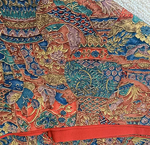 KOMON Sarasa Flowers and birds Textiles Vintage Japanese kimono fabric