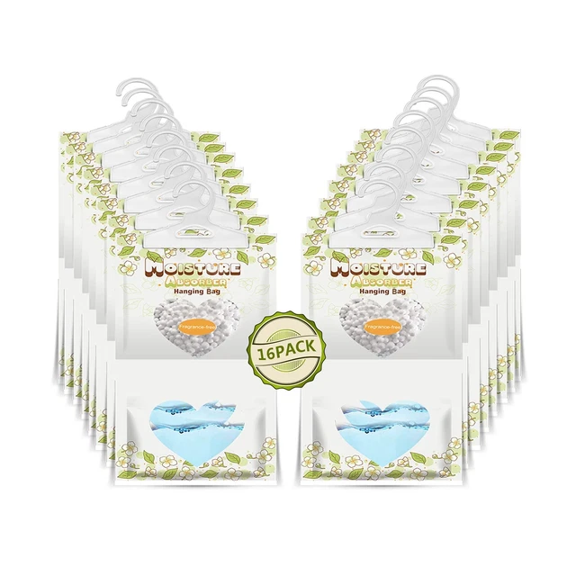 ZSPENG 16 Pack Moisture Absorber Hanging Bags,220g/Pack Fagrance Free Moistur...