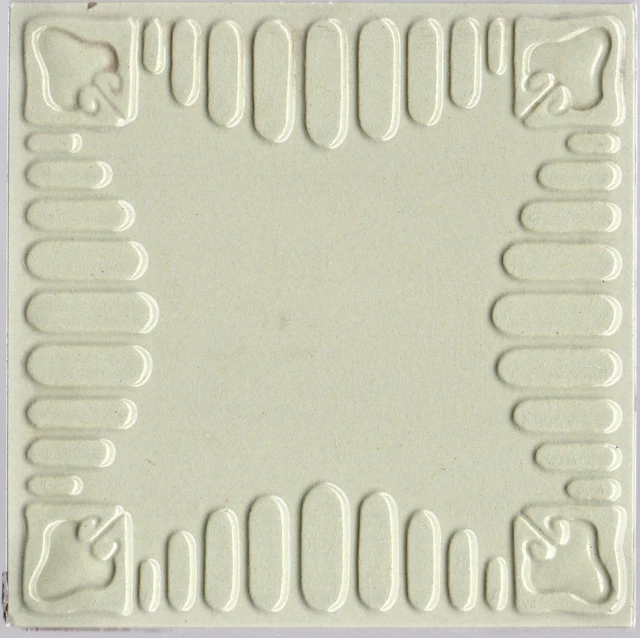 Original c1900 Germany Villeroy & Boch high relief Art Nouveau tile Gray & white