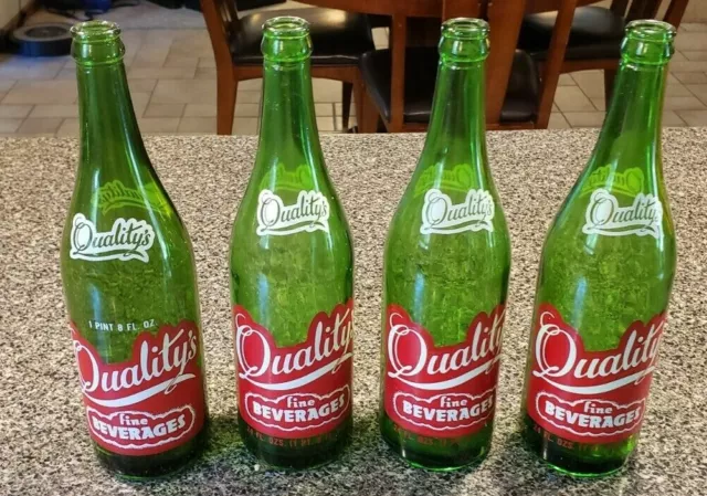 4 Grands Vintage 20 oz. Bouteilles de soda boissons fines Green Stevens Point Quality