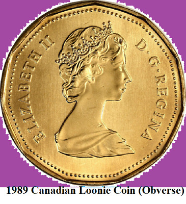 1989 Canada One Dollar Loonie Coin. UNC. Canadian $1 Loon