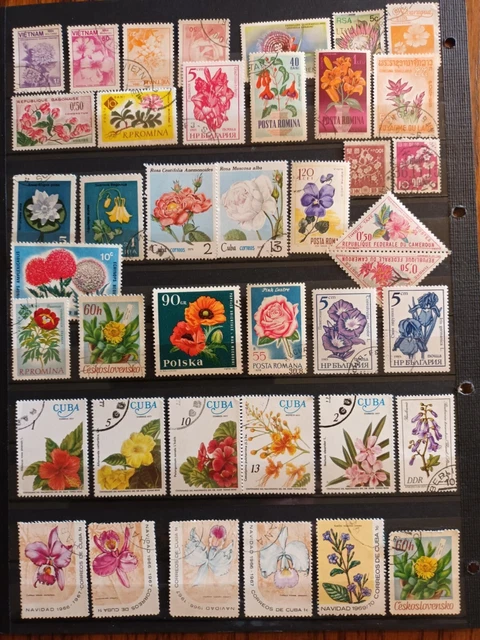 Lot de 41 Timbres Thématique "Fleurs" (THE 160)