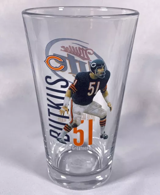 DICK BUTKUS Pint BEER GLASS Tradition of Greatness MILLER LITE Taste Activator