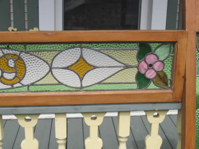 Set Of 3  Antique Victorian Stained Glass Window Transom And Side Door Architect 3