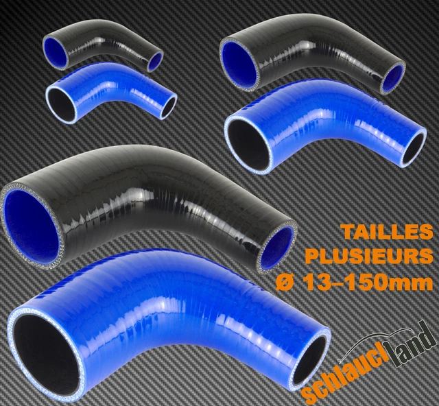 Pièce Tuning Résistante Chaleur Durite Silicone Bonrath Réducteur 45° - 50mm Longueur 80/70mm Bleu Kit Durite Turbo
