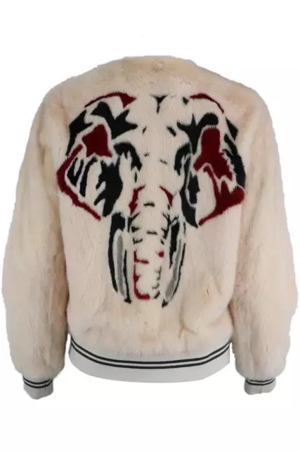 Yves Salomon Printed Mink Fur Bomber Jacket Fr 36 Uk 8