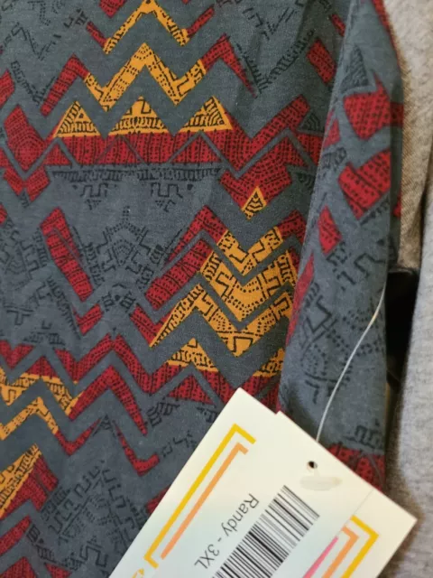Neuf avec étiquettes chemise LuLaRoe 3XL RANDY bleu rouge et jaune triangles aztèques 2