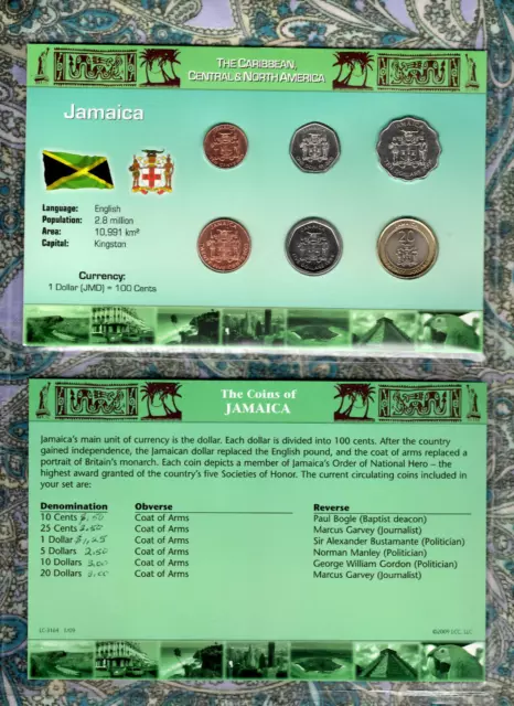 Littleton World Coin Set Jamaica w/card 6 coin UNC 1995-2006 $20 2001 $5 1996