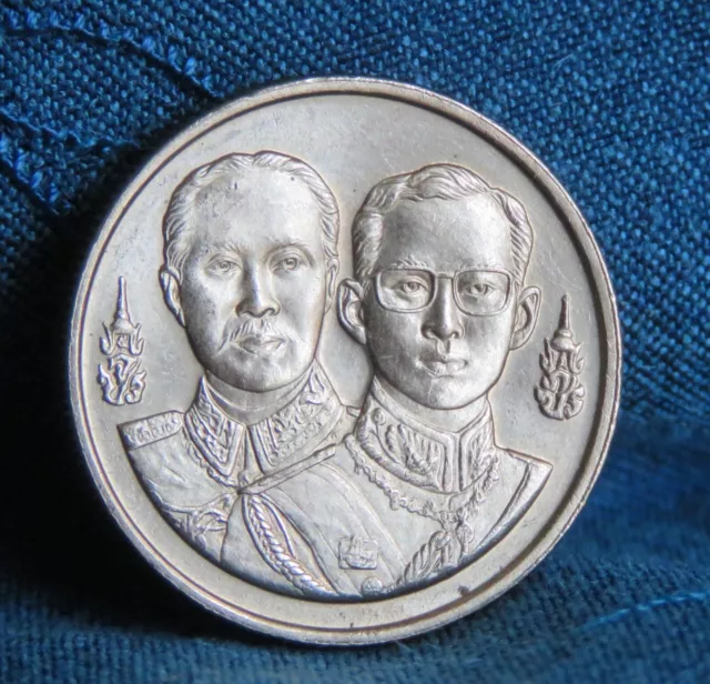 1990 Thailand King Bhumibol Adulyadej Rama 9 IX & V 2 Baht Coin Siriraj Thai