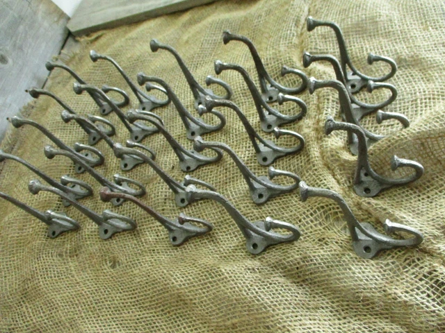 25 Coat Hooks 4" Hat Entry Way Hall Tree Keys Hat Towel Bath Closet Cast Iron 3