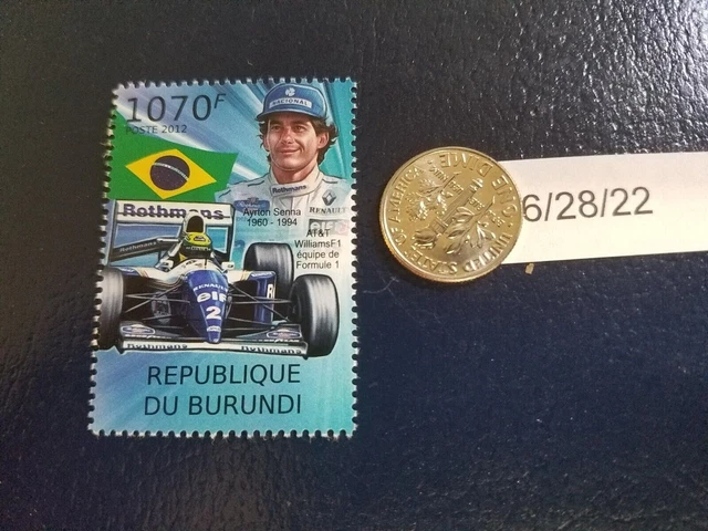 Ayrton Senna AT&T Williams F1 Formula 1 2012 Republique Du Burundi Stamp