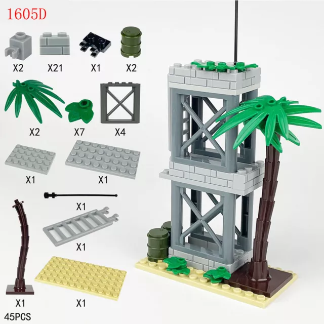 MOC PDF Paper Instructions Military Sentry Post Base Tower Mini Army Figures Set