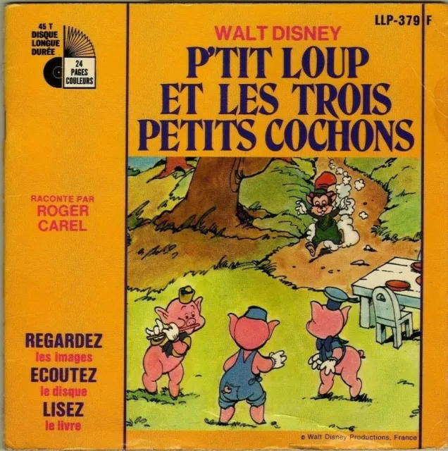 P'TIT LOUP ET Les Trois Petits Cochons Roger Carel Livre Disque French 45  Single EUR 6,00 - PicClick FR