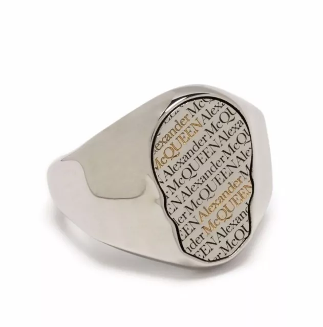 ALEXANDER McQUEEN MEN SKULL TAG LOGO RING MADE IN ITALY 669931J160K ALEXANDER McQUEEN MEN SKULL TAG LOGO RING MADE IN ITALY 669931J160K
