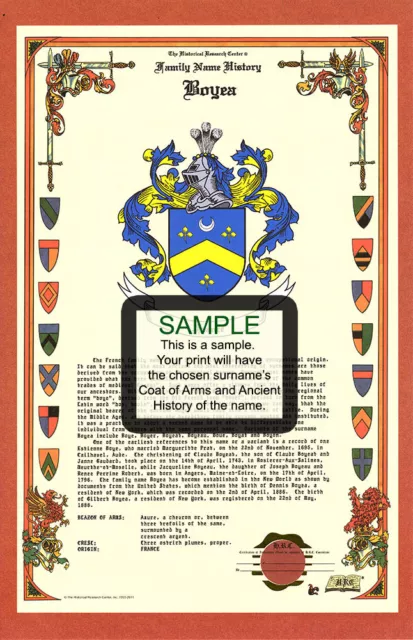 ANY CELEBRATION Armorial Name History Coat of Arms Family Crest 11x17 CUSTOM HRC