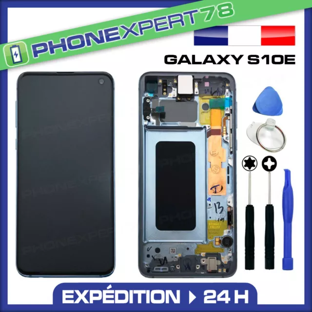 ECRAN OLED VITRE TACTILE SUR CHASSIS SAMSUNG GALAXY S10e NOIR G970 + OUTILS