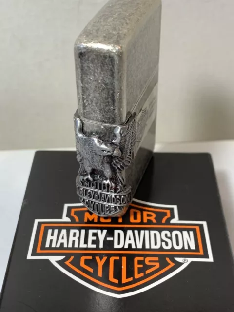 Zippo LIGHTER  harley davidson eagle  3 sides  ant silver plate 1994  NUOVO