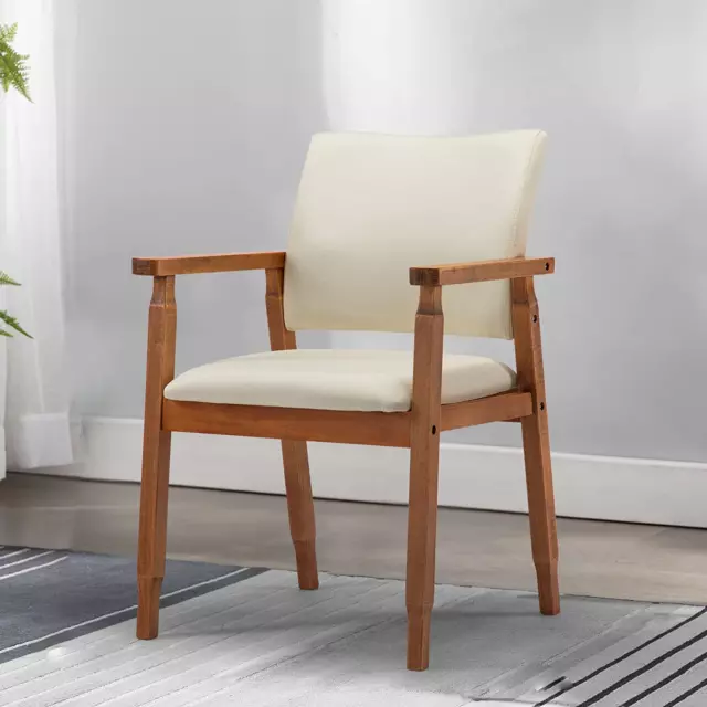 Thksbought Mid Century Modern Walnut Dining Chairs Wood Arm Beige Fabric Kitchen