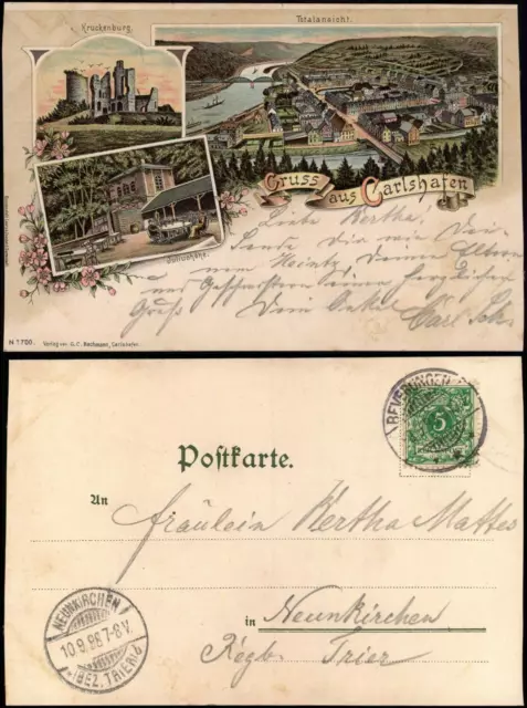 Ansichtskarte Litho AK Bad Karlshafen 3 Bild: Stadt, Ruine, Juliushöhe 1898