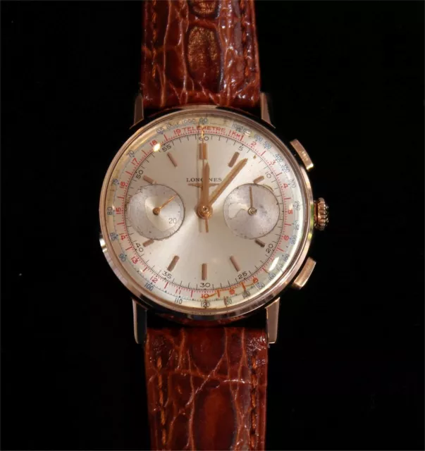 LONGINES CHRONOGRAPH FLYBACK Cal. 30 CH IN ORO ROSA Ref. 7414/7 fine anni '50