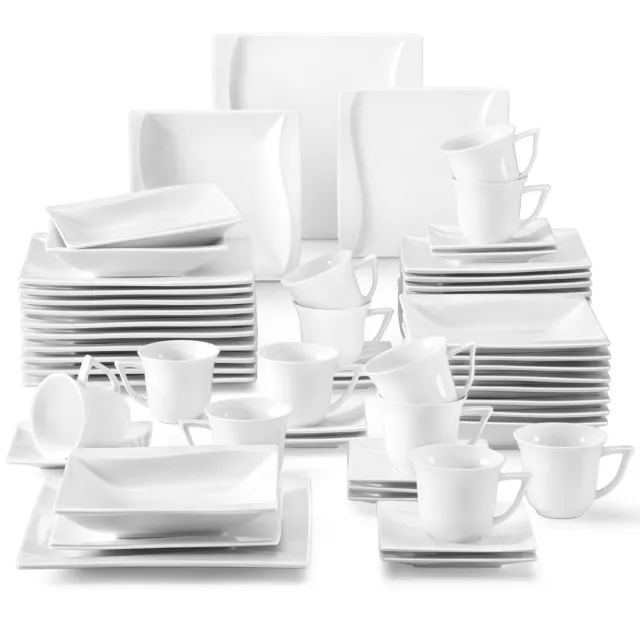 MALACASA Series Carina 60-Piece Porcelain Dinnerware Set Plates Cups and Saucers