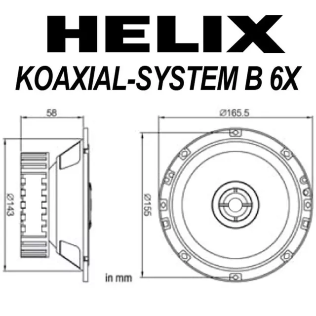 Helix B 6X 16,5cm 2 Wege koax Lautsprecher Paar für Opel Calibra Tür v 2