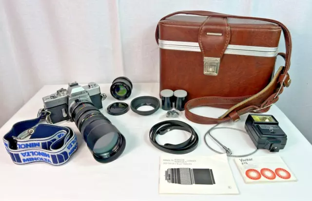 Minolta SRT 201 35mm Film Camera w/ 2 Lens, Case, Film & MORE - WORKS GREAT !