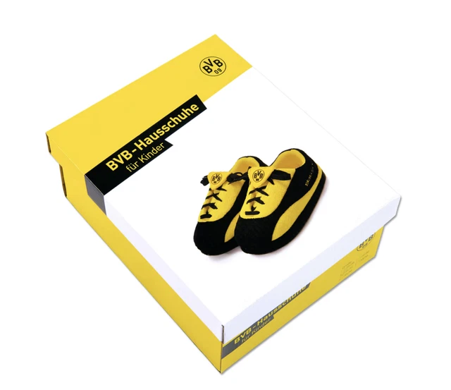 Borussia Dortmund BVB Filzpantoffeln - Hausschuhe Mit Sticklogo & Antirutsch-Sohle