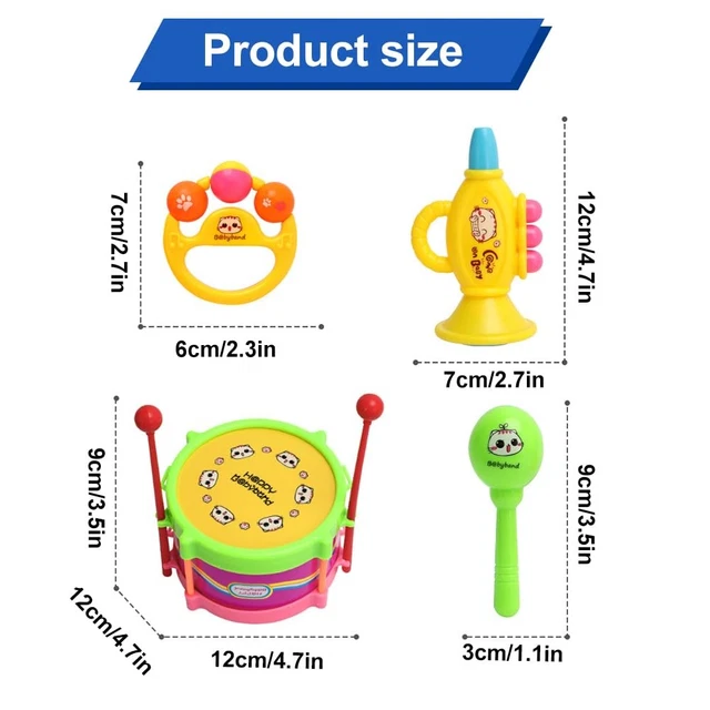 HOJALIS BABY MUSICAL Instruments Set, 8 Pcs Kids Drum 12×12×9cm ...