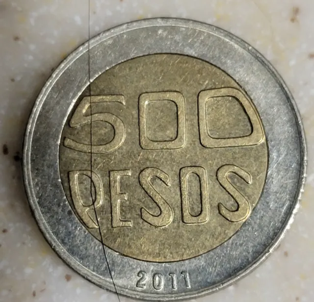 Republic Of Columbia 500 Pesos Beautiful Bi-Metalic Coin. Uncertified. E/C.