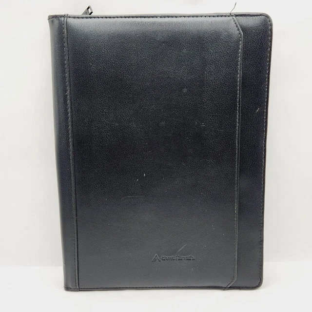 Leeds Zippered Portfolio Folder Logo Branded Binder Black Pockets 13" x  10"